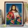 5D DIY Алмазная картина Иисус и цветы Набор для вышивки крестом Мозаика Алмазная вышивка Роза Полный круглый квадратный дрель Украшение дома