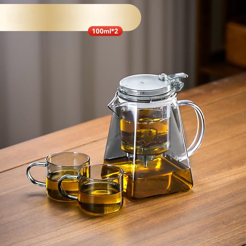 Glass Tea Pot Chinese High Temperature Tea Separation Brew Teapot High Borosilicate Pure Color Simple Teapot Tea Cup