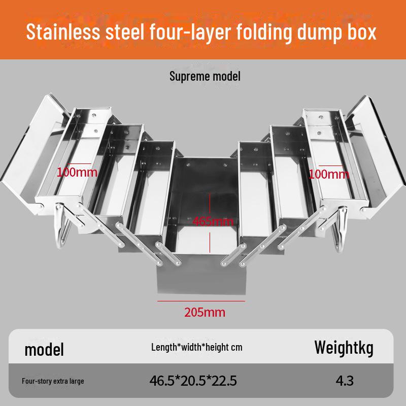 Трехслойный складной ящик для инструментов из нержавеющей стали цвета «лесной зеленый» — большой, портативный, промышленного класса для хранения вещей дома и в автомобиле.