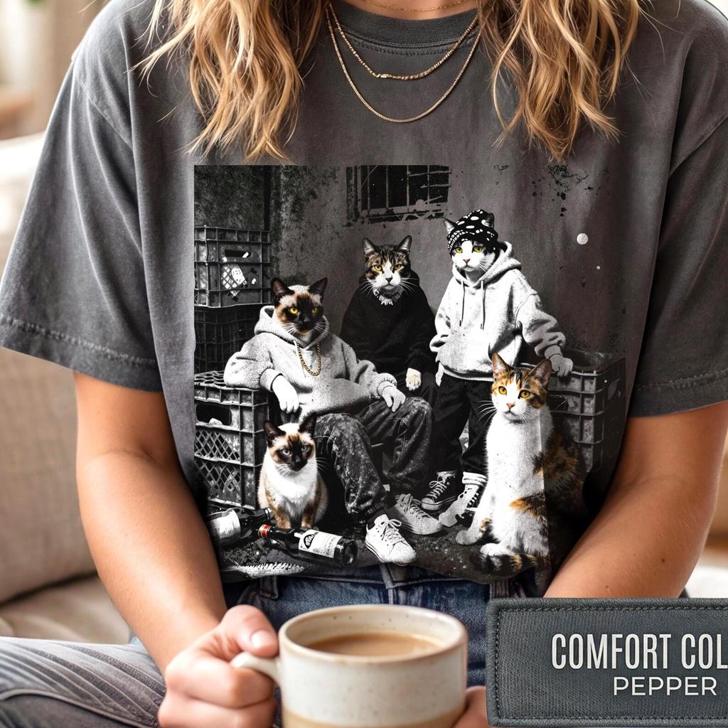 gangster cat Comfort Colors® Smoke Cat T-Shirt Cat T-Shirt Cat Photo T-Shirt Unisex T-Shirt graphic cat meme t-shirt Silly Kitten T-Shirt