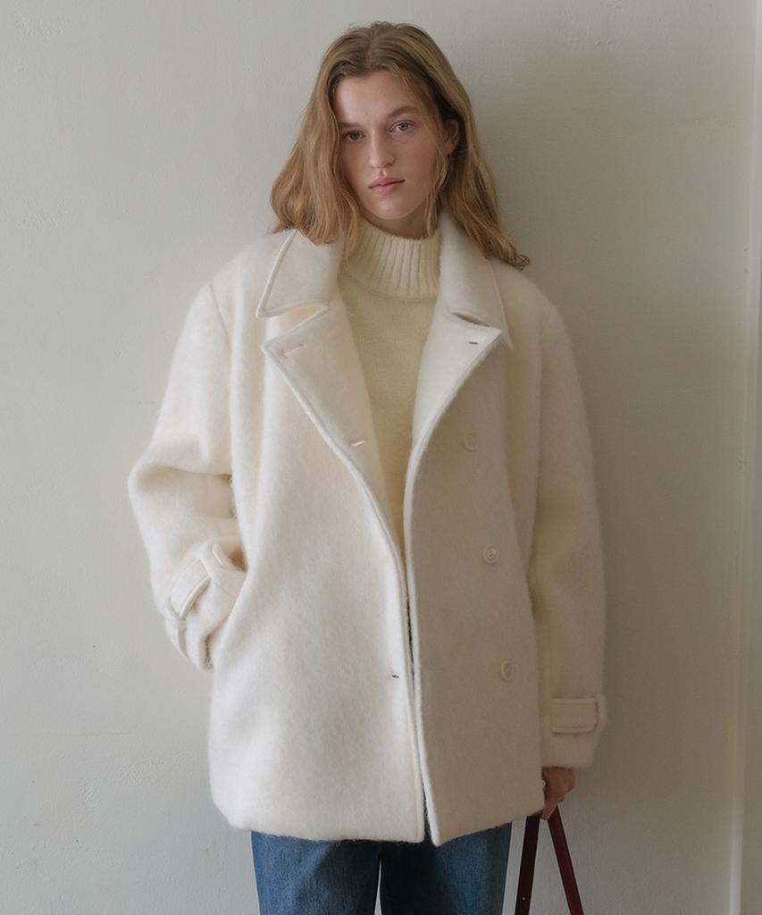 Somewherebutter Hairy Wool Half Coat - Ivory