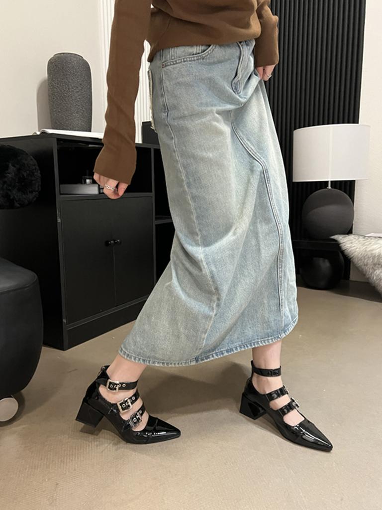 Fashion Women Sandals Pointed Toe Fashion Sandals Boots Black Red Ankle Strap Thick High Heels Party Pumps Sexy Party Sandals Size 35-39