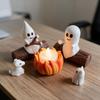 5PCS Cartoon Halloween Ghost Campfire Dog Cat Statue Ghost Campfire Flickering Ornament  Friend