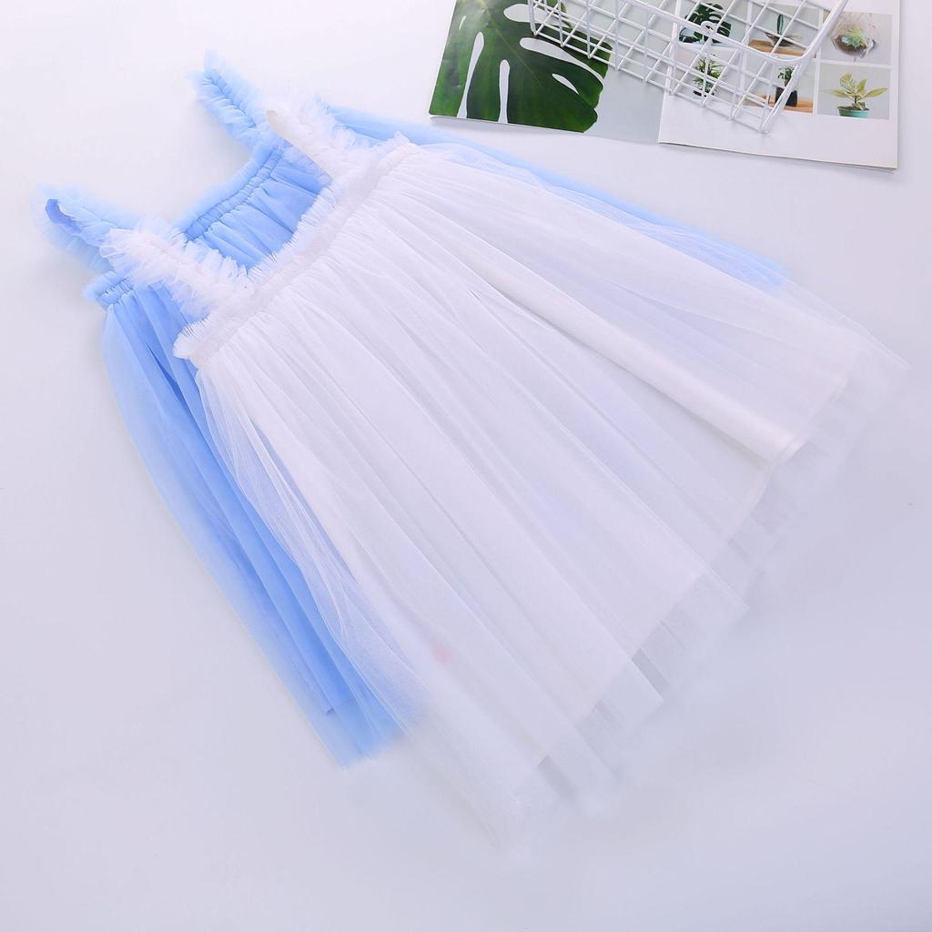 New Girls' Summer Rainbow Mesh Princess Dress & Tutu Skirt