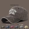Korean Version Of The Four Seasons New Curved Brim Washed Retro Coated Cloth Cap Outdoor Sunshade Distressed Baseball Hat Unisex