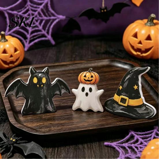 Cute Spooky Home Decor 3Pcs Halloween Decoration, Resin Micro Landscape Miniature Figurines, Ghost Kids Decoration Pumpkin Fairy Garden Ornament