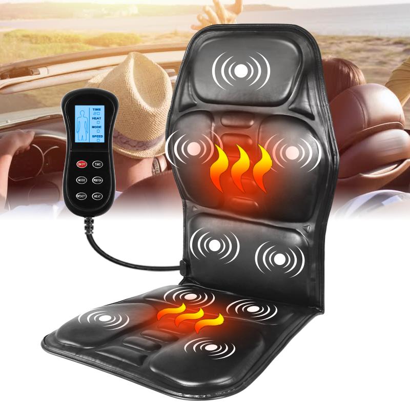 Электрический вибрирующий массажер для спины с подогревом, кресло для автомобиля, дома, офиса, поясничный, шейный матрас для облегчения боли CDN