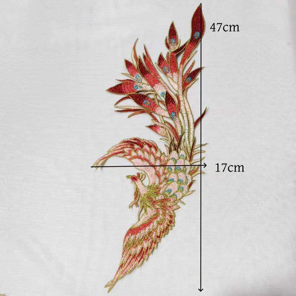 1 пара нашивок с вышивкой феникса, пришивные аппликации для свадебного платья, костюма, одежды