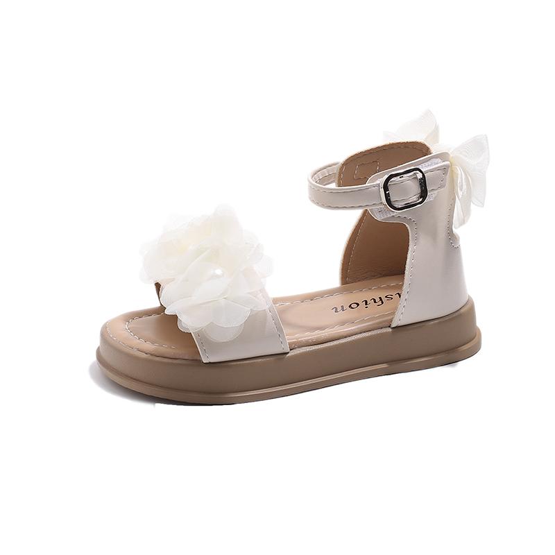 Сандалии принцессы для девочек в римском стиле, милые летние детские сандалии в повседневном стиле с открытым носком, элегантные детские сандалии-гладиаторы с толстым дном и бантом