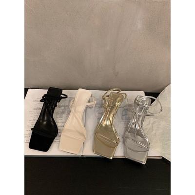 Нишевые серебристые темпераментные босоножки на высоком каблуке, фея обувь, черные туфли на ремешках