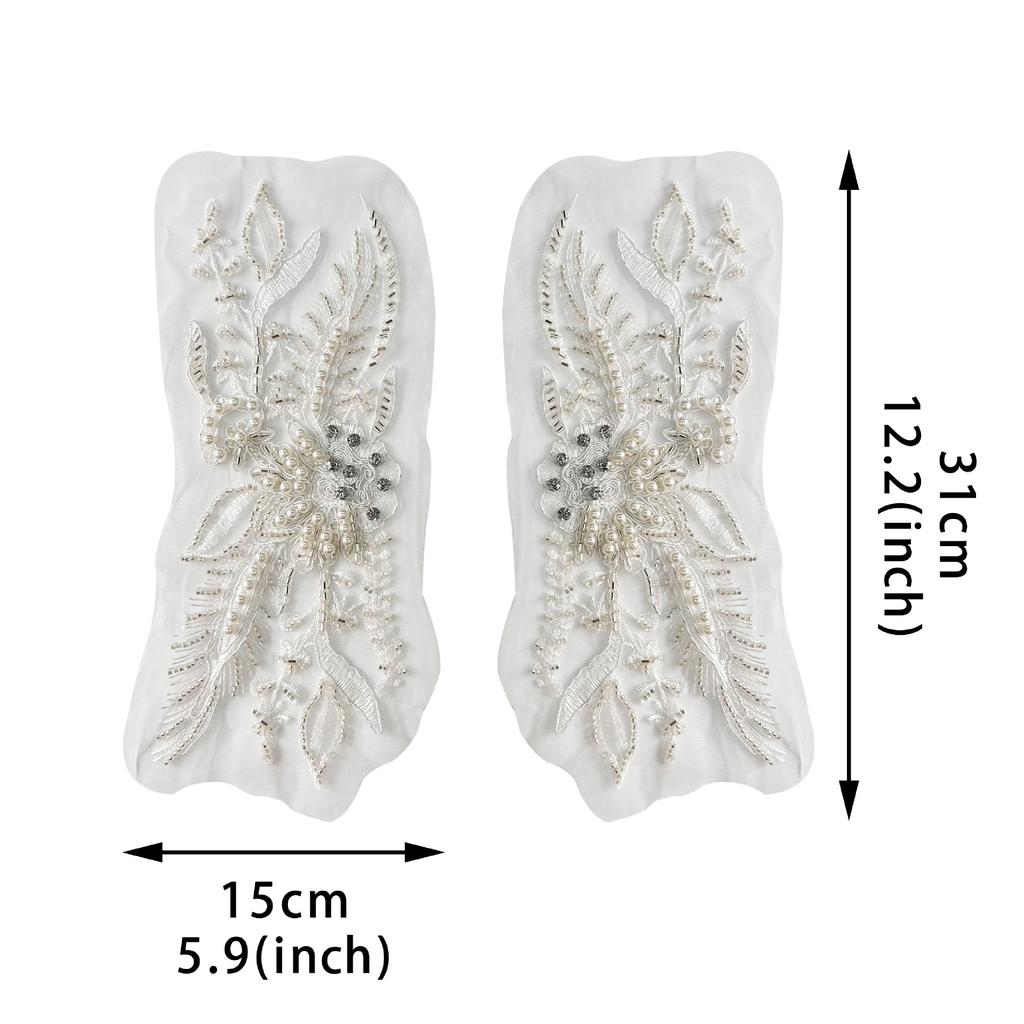 Heavy Industry Mesh Beads Flower Embroidery Cloth Sticker Pair Of Flowers Wedding Dress Dance Dress Collar Lace Applique Accessories