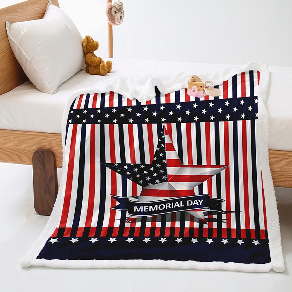 Independence Day 2D Digital Printing Thickened Lamb Fleece Crystal Fleece Blanket