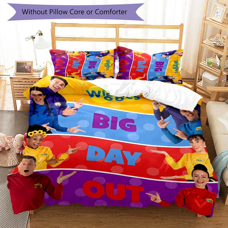 3 шт. Постельное белье с рисунком The Wiggles, комплект пододеяльника включает пододеяльник и наволочки, идеальное украшение спальни и подарок на все сезоны