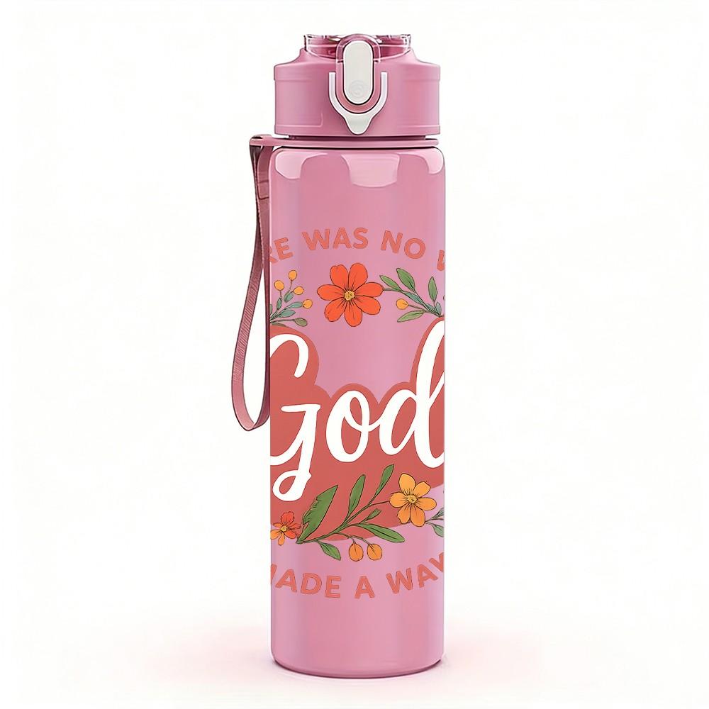 1PC God Is Within Her Art 750ml Color Plastic Sports Water Bottle Leakproof Flip Straw Lid Suitable for Sports Office Home Use