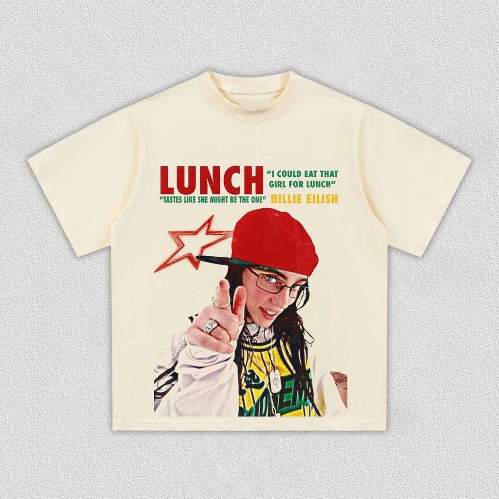 Billie Eilish Lunch 2026 Merch Album T shirt Cotton Unisex Men‘s Women's T-Shirt Y2k Casual Tour Exclusive Fans High-Quality Tee