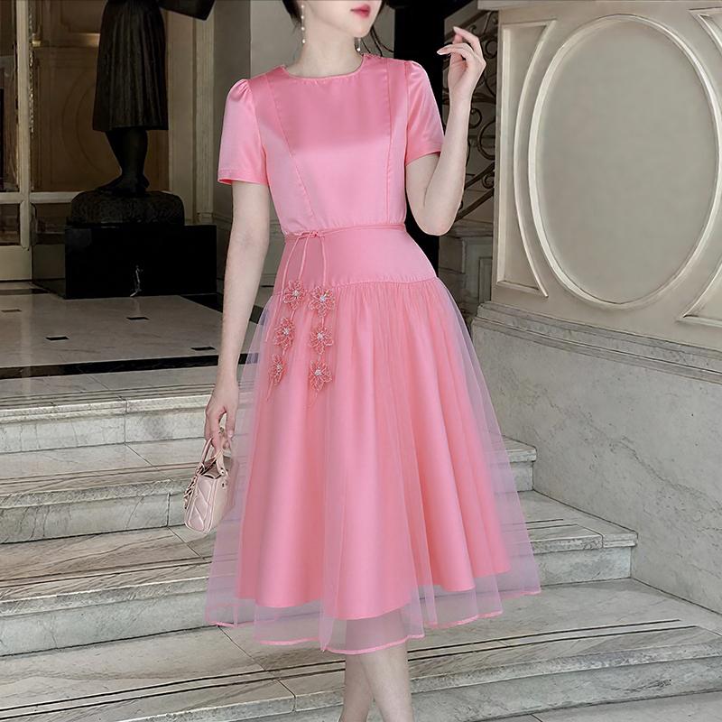 ZANZEA Женское летнее повседневное платье с сетчатой вставкой, круглым вырезом и коротким рукавом для вечеринки