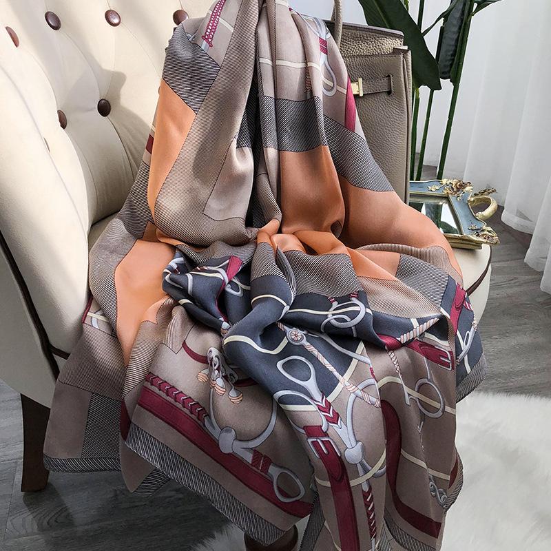 180*65 см 100% шелковица шелкопряда шарф с принтом летний солнцезащитный тонкий платок пляжный шарф шейный платок