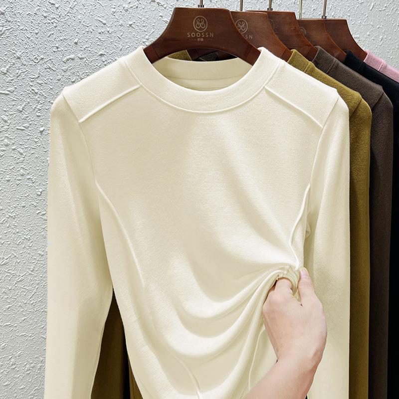 Осенне-зимняя женская нижняя рубашка, блузка с длинным рукавом, внутренняя нижняя рубашка, дизайнерские топы