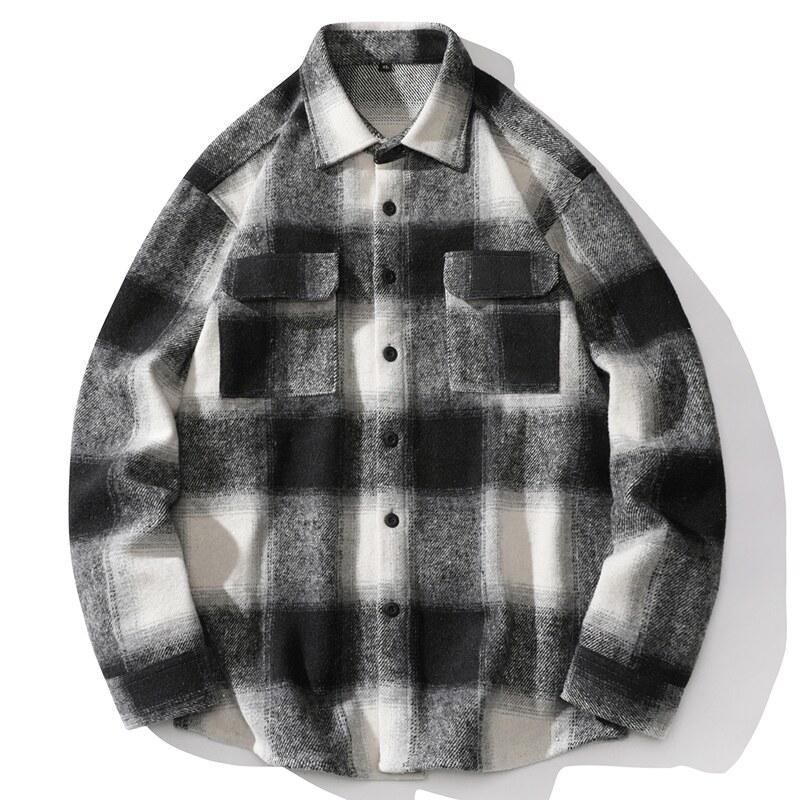 Cozy Up Double Pockets Mens Designer Plaid Shirts Camisas Streetwear 2025 Vintage Work Shirt Man Casual Loose Hip Hop Cardigans Jacket