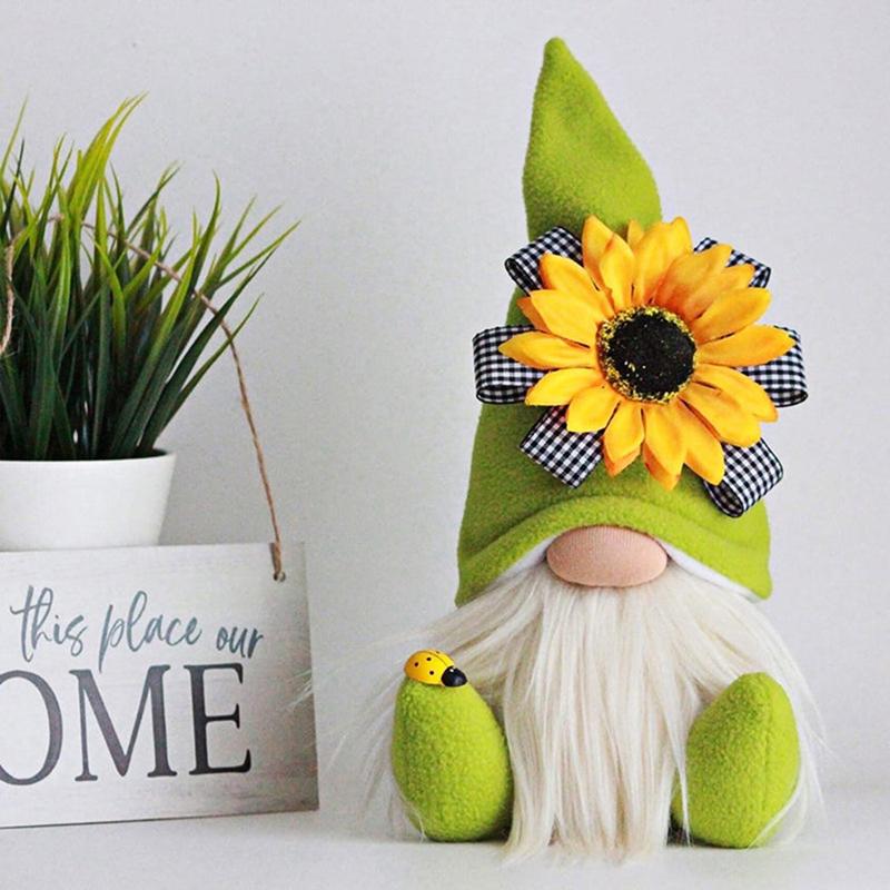Creative Lovely Sunflower Small Doll Suitable Family Festival Party Dwarf Plush Beard Faceless Doll Window Desk Ornament