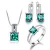 Genuine 925 Sterling Silver for Women Gemstone Emerald Jewelry Set