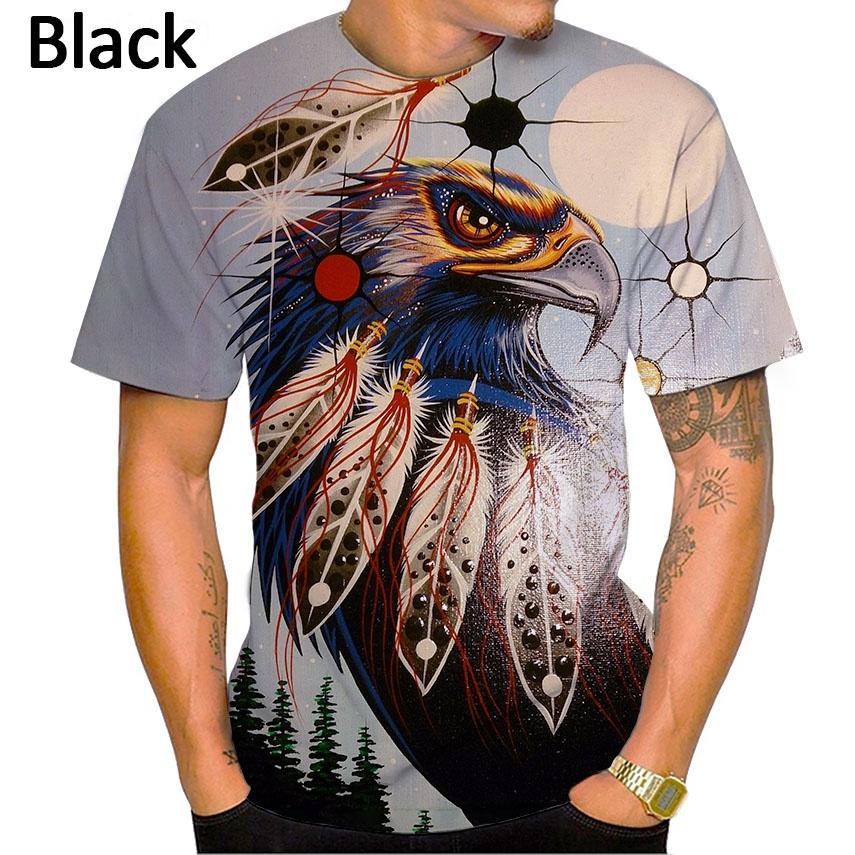 Новая футболка с коротким рукавом с принтом орла 3D, повседневная футболка с принтом животных орла в стиле хип-хоп и рок, креативная футболка с круглым вырезом