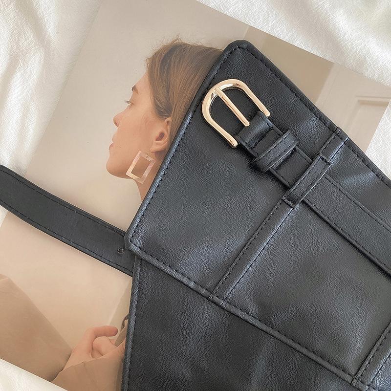 Fashion PU Leather Wide Belt Corset Lady Women Black Slim Body Front Zipper Bandage Waistband Elastic Decor Dress Suit Straps