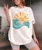 Ocean Sunset T-Shirt Beach Waves Birds Tee Summer Coastal Nature Gift