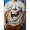 Men's Halloween Smile Monster Funny 3D Print Crew Neck Short Sleeve, Trendy T-shirt For Summer Outdoor Activities And Festival Parties