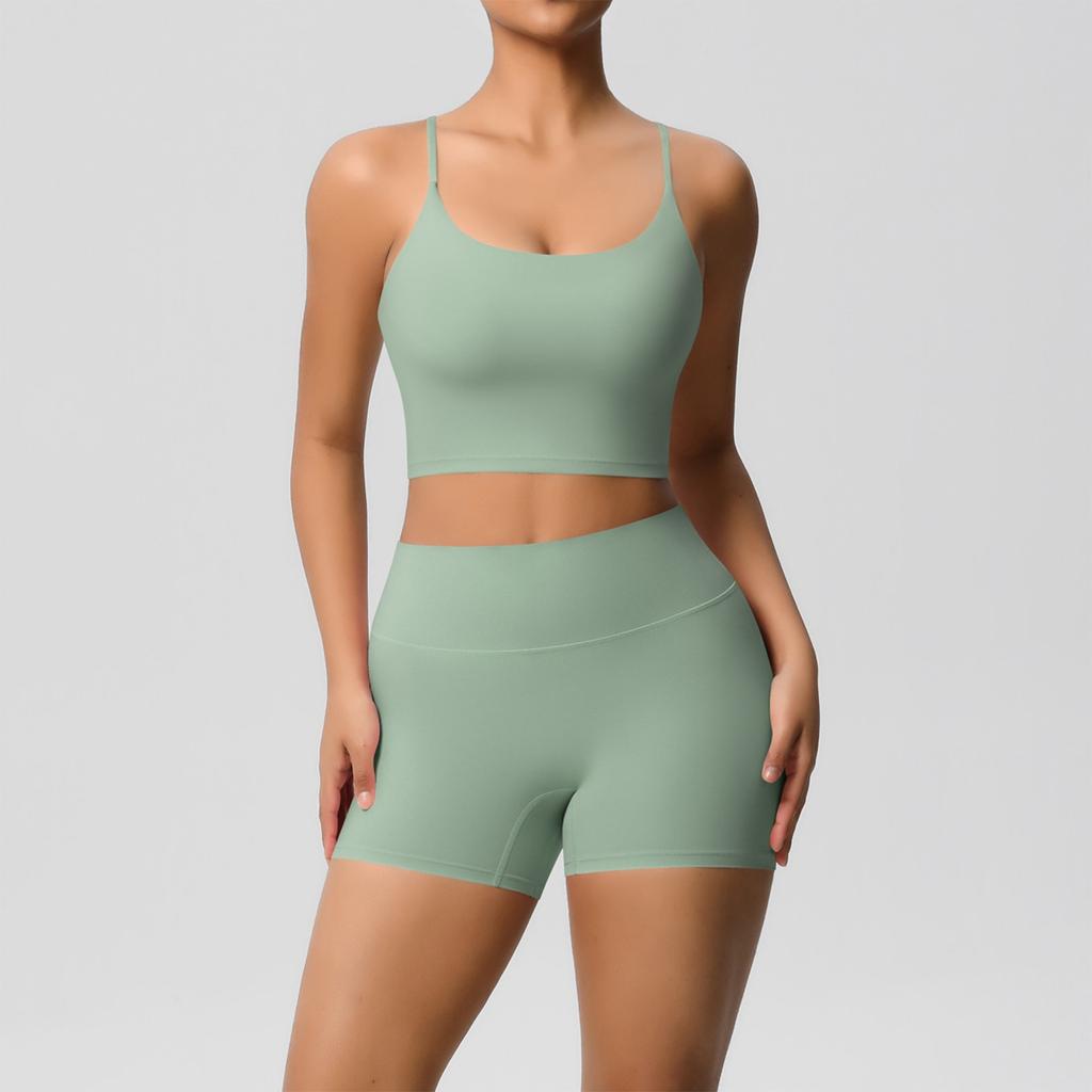 Женская мода однотонный топ с открытой спиной облегающая дышащая одежда для йоги спортивная одежда для бега фитнеса шорты комплект