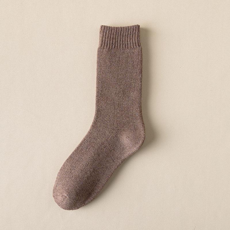 Мужские деловые носки для экипажа, однотонные мужские зимние утепленные носки, хлопковые спортивные носки с высокой трубкой