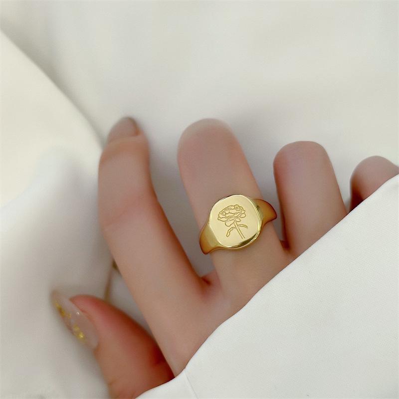 Vintage Butterfly & Flower titanium Ring - European Retro Style, 18K Gold Plated