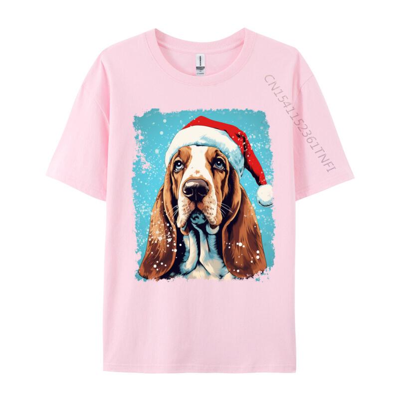 Christmas Dog Basset Hound T-Shirt Fashion Tops Tee Tops Hipster Male T Shirts Funny Cool Tee Streetwear Man