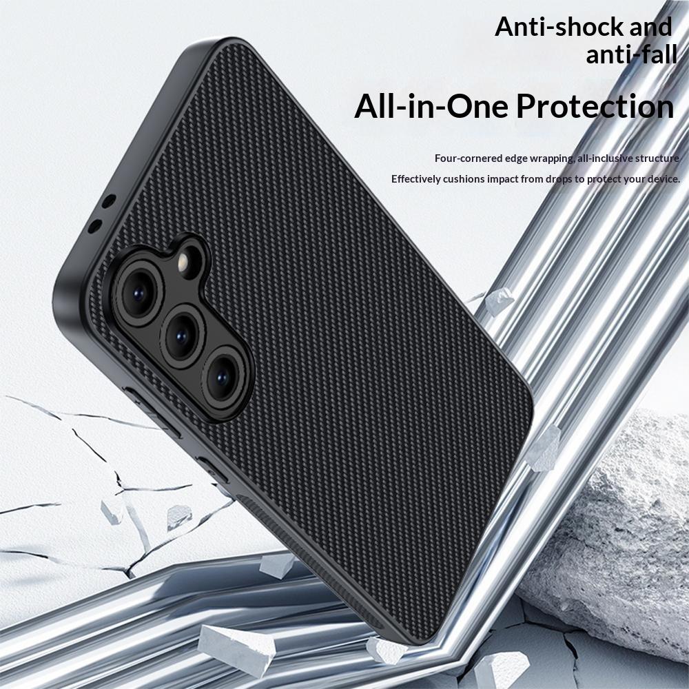 For Samsung Galaxy S26+ Case Leather + PC Hard Phone Cover Carbon Fiber Texture