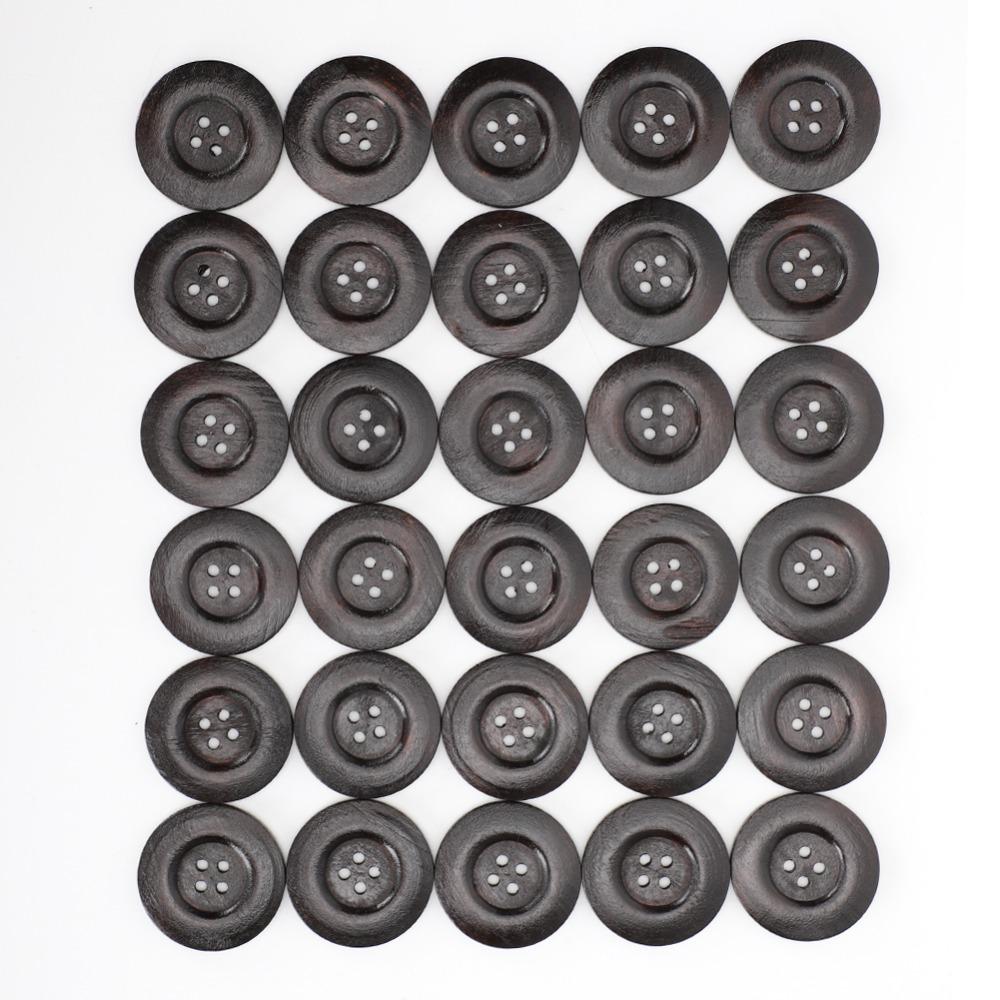 30pcs 40mm Craft Sewing Buttons 4 Holes Round Wood Buttons Vintage Style Coat Buttons DIY Crafts