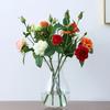 Artificial Flower 3 Head Feel Crimped Rose Wedding Hand Bouquet Feel Home Interior Living Room Decoration Fake Flowers