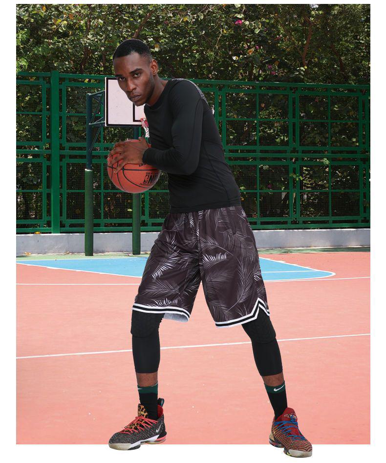 Мужские компрессионные баскетбольные штаны длиной семь восьмых с сотовой структурой и защитой коленей