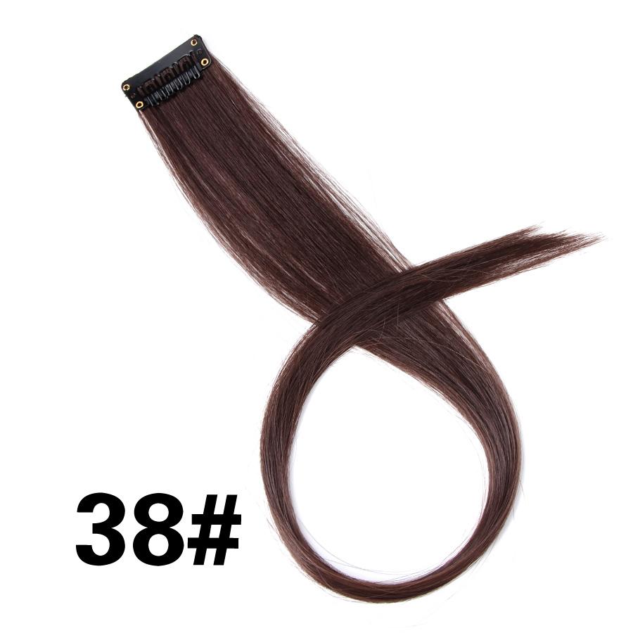 Clip In One Pieces Hair Extensions Straight Ombre Purple Blue Pink Extension Hair Women Synthetic False Fake Hair