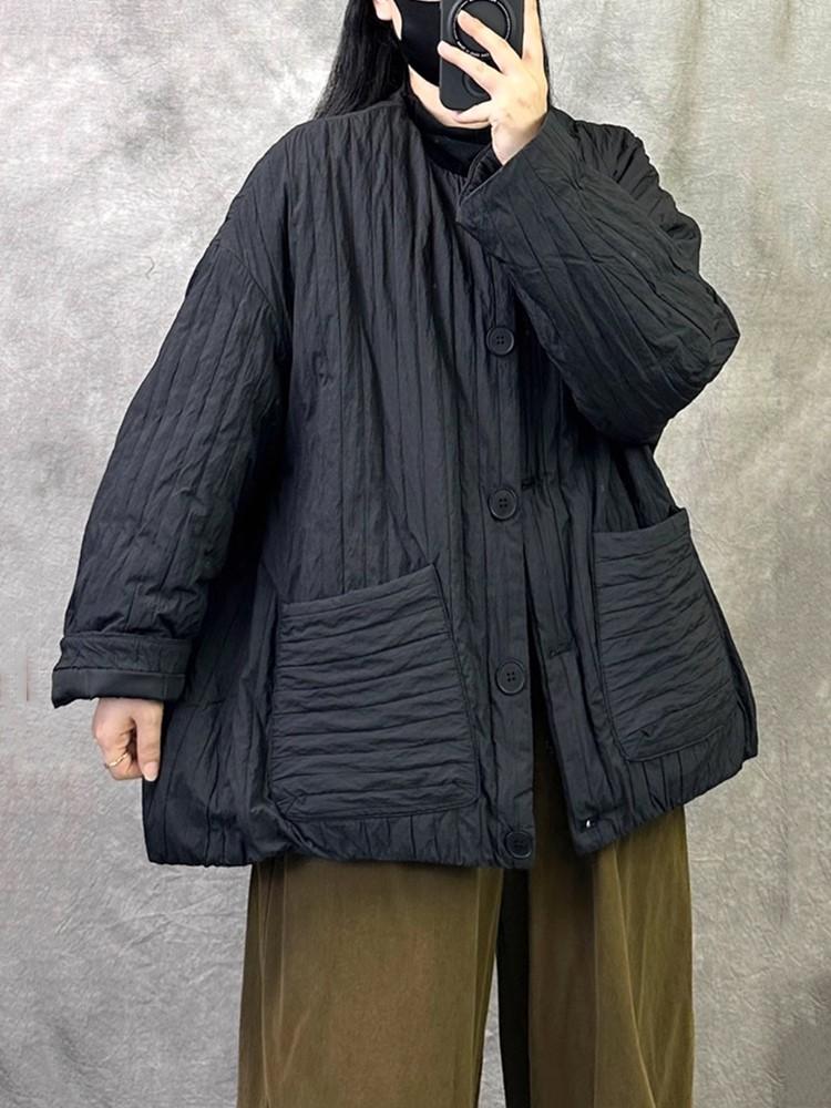 Autumn Spring Winter Cotton Padded Oversized Outerwears Women Casual Loose Jacket Coat