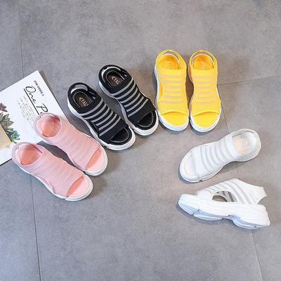 Модные летние женские босоножки на танкетке, модные простые босоножки с открытым носком и дышащей сеткой, толстая подошва 6 см, женские туфли на высоком каблуке