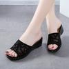 Fashion Classic Women Wedge Slippers Home Comfortable Women Fish-mouth Sandals Flip Flops Summer Lace Slides Four Seasons Large Size 41