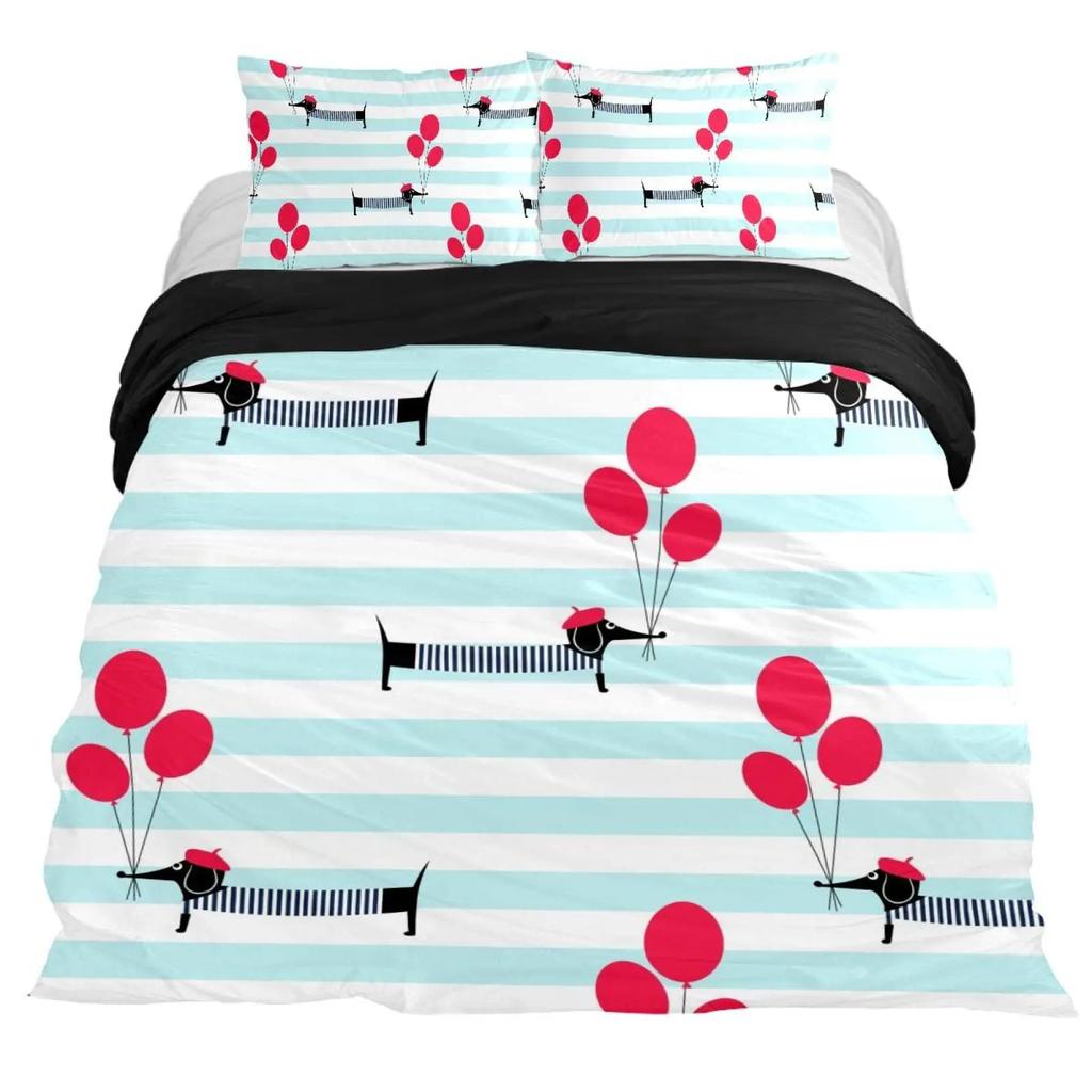 Комплект постельного белья с изображением мультяшной таксы, милый пододеяльник с изображением собаки-сосисочки, комплект постельного белья с принтом щенка, чехол из полиэстера с изображением животных