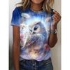 Модная женская милая летняя футболка с рисунком из мультфильма «Животное-кошка» с 3D-принтом, женская уличная повседневная футболка Y2k с коротким рукавом и круглым вырезом