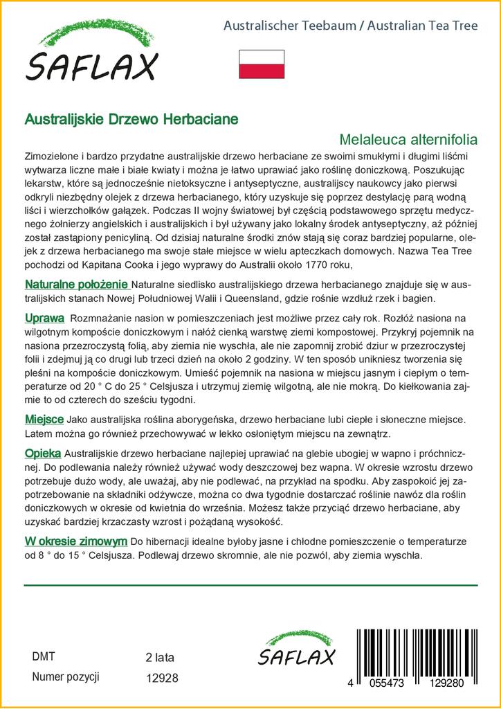 SAFLAX Австралийское чайное дерево - 400 семян - Melaleuca alternifolia