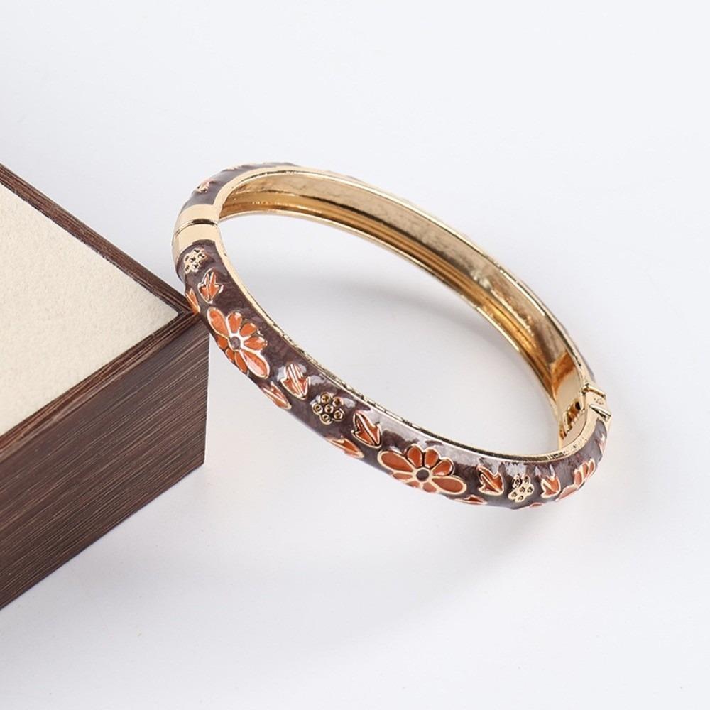 Colorful Vintage Cloisonne Bangle Traditional Women's Hand Bracelet Flower Bangle  Jewelry Gifts