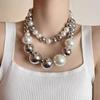 Европейское и американское преувеличенное ожерелье из искусственного жемчуга оверсайз, двухслойное, из бусин-шариков, женская новинка 2025 года, высококлассная цепочка до ключицы