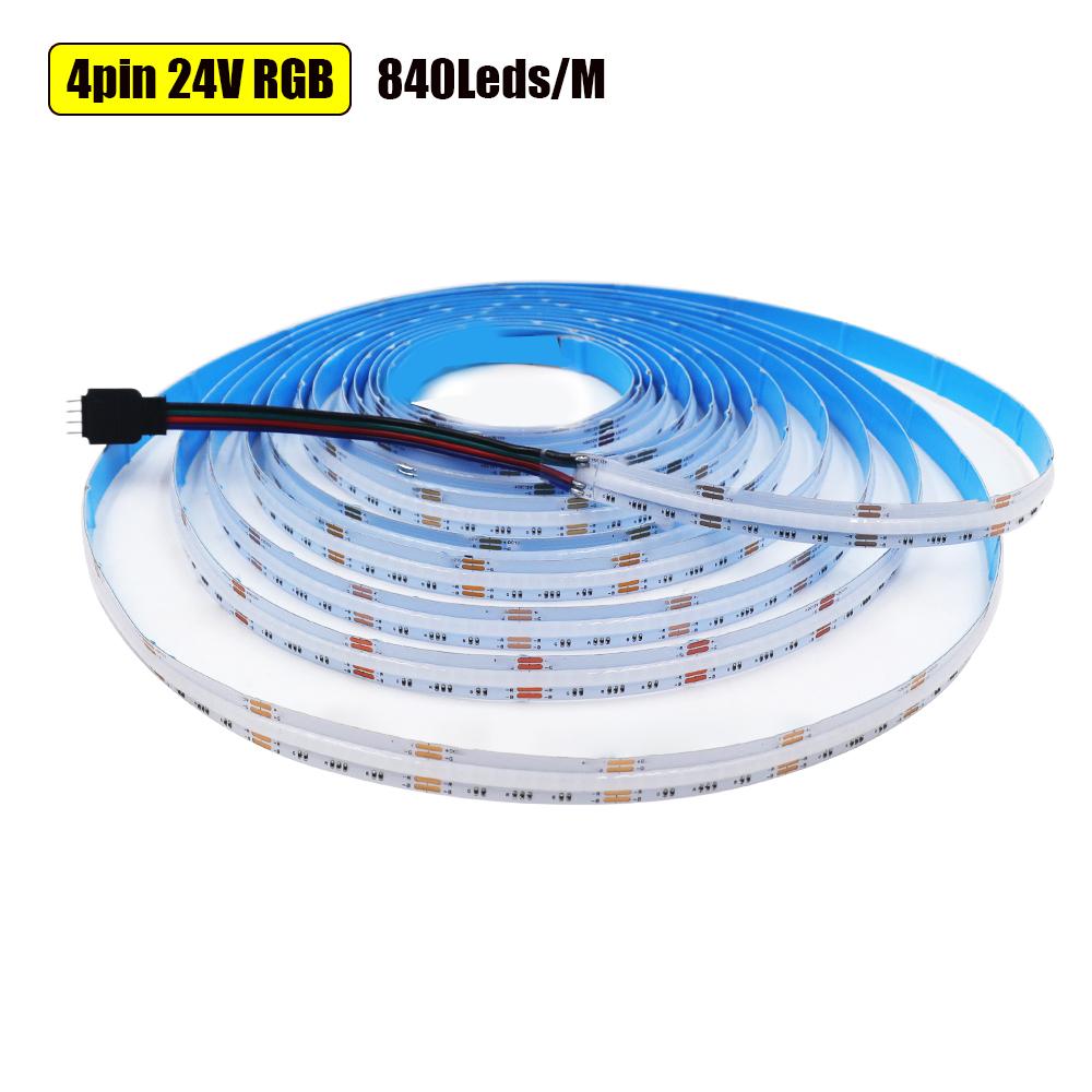 Светодиодная лента COB 12В 24В Высокой плотности Без точек RGB RGBW RGBCCT Сменная Гибкая лента для домашнего декора