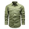 Work Shirt Jacket Men's Spring and Autumn Japanese Style Loose Casual Solid Color Long-sleeved Top Jacket for Men