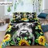 Пододеяльник из хайлендской коровы King Sunflower Black Cattle Комплект постельного белья из микрофибры Farm Animal Cow Western Farmhouse Cattle Пододеяльник из плотной ткани