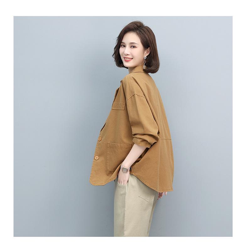 2024 Весна/Осень Блейзер свободного кроя с короткими рукавами для женщин среднего возраста - Корейский стиль, Модный, Молодящий
